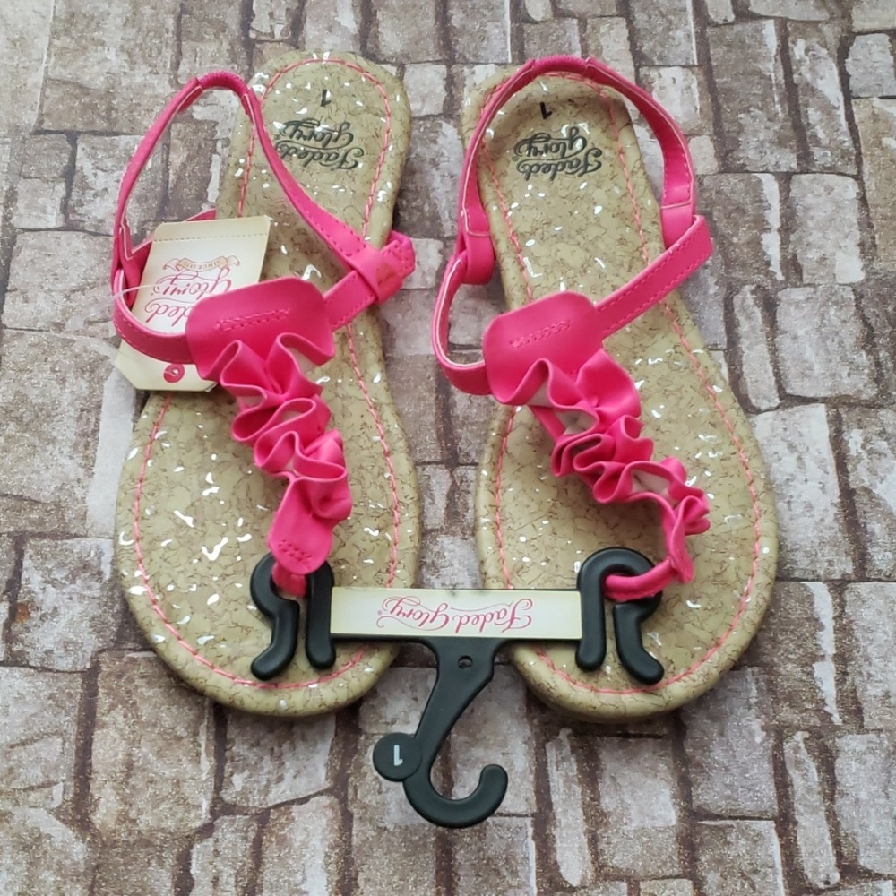 NWT Faded Glory Cork with Pink Sandals sz 1